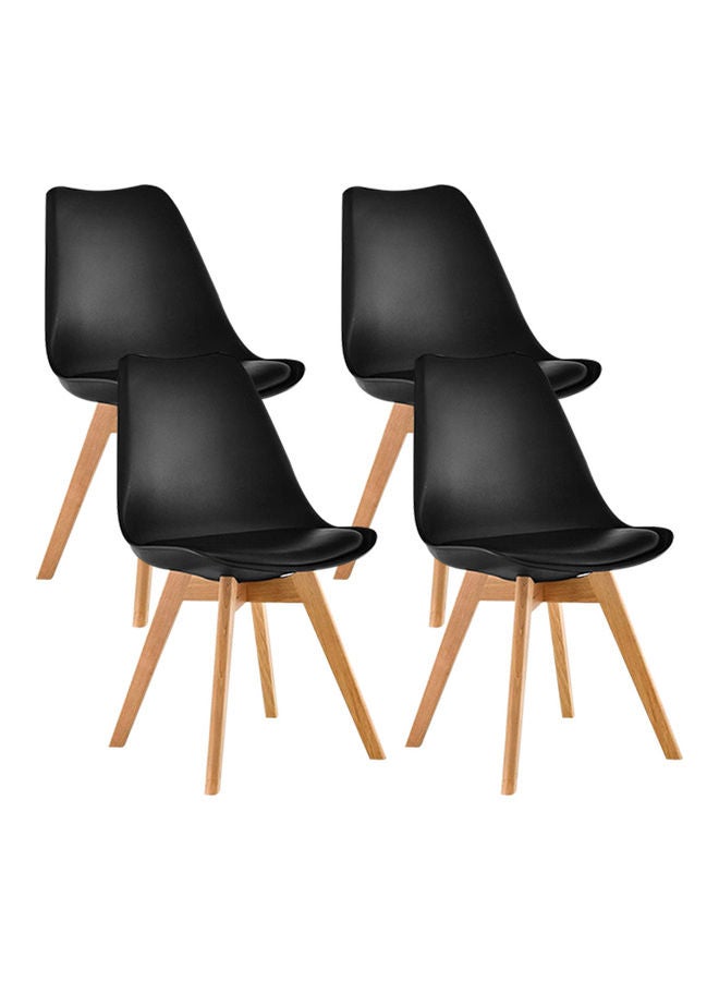 Mahmayi Set Of 4 Classic Style Dining Chairs Black/Beige 56x82x48cm - Image 1