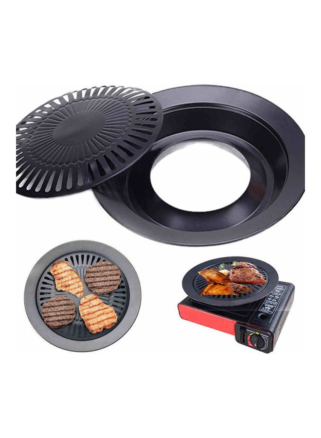 Barbecue Grill Roaster Pan Stove Plate Black 32.4x32.4x3.6cm