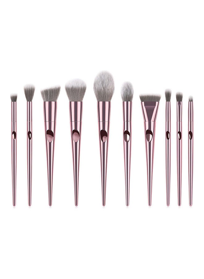 10-Piece Metal Makeup Brush Set Rose Gold - Image 1