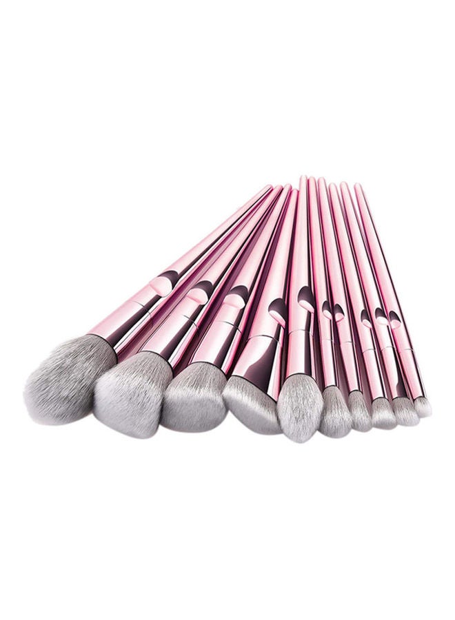 10-Piece Metal Makeup Brush Set Rose Gold - Image 2