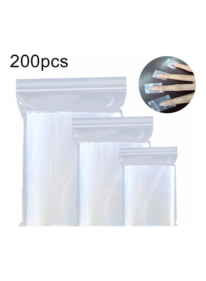 Generic - 200-Piece Reusable Zip Lock Pouch Bags Transparent - Image 1