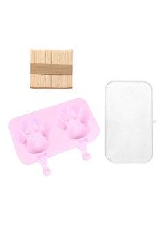 3-Piece Cat Paw Footprint Homemade Ice Cream Maker Tray Mould Pink/White/Brown