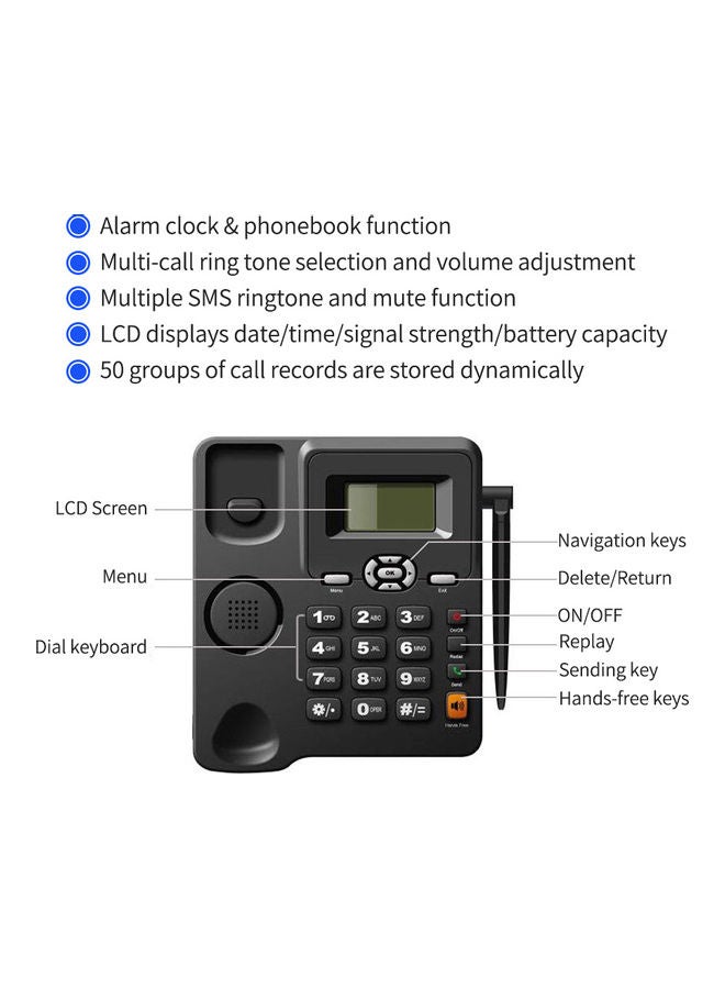 Generic Cordless Desktop Telephone Black  - Image 4