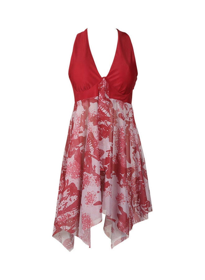 Generic - 2-Piece Printed Backless Women Swimdress Tankini Set Red - Image 1