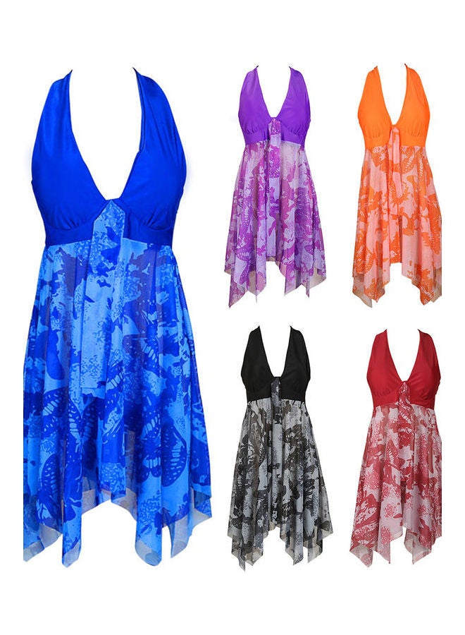 Generic - 2-Piece Printed Backless Women Swimdress Tankini Set Blue - Image 1