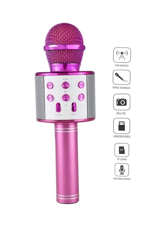 Portable Wireless Handheld Karaoke Microphone With Bluetooth Speaker WS-858 Pink