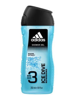 Adidas 3-In-1 Ice Dive Marine Extract Body Hair Face Shower Gel 250ml  - Image 1