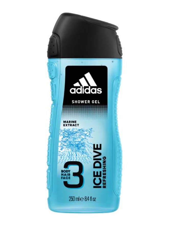 Adidas 3-In-1 Ice Dive Marine Extract Body Hair Face Shower Gel 250ml  - Image 1