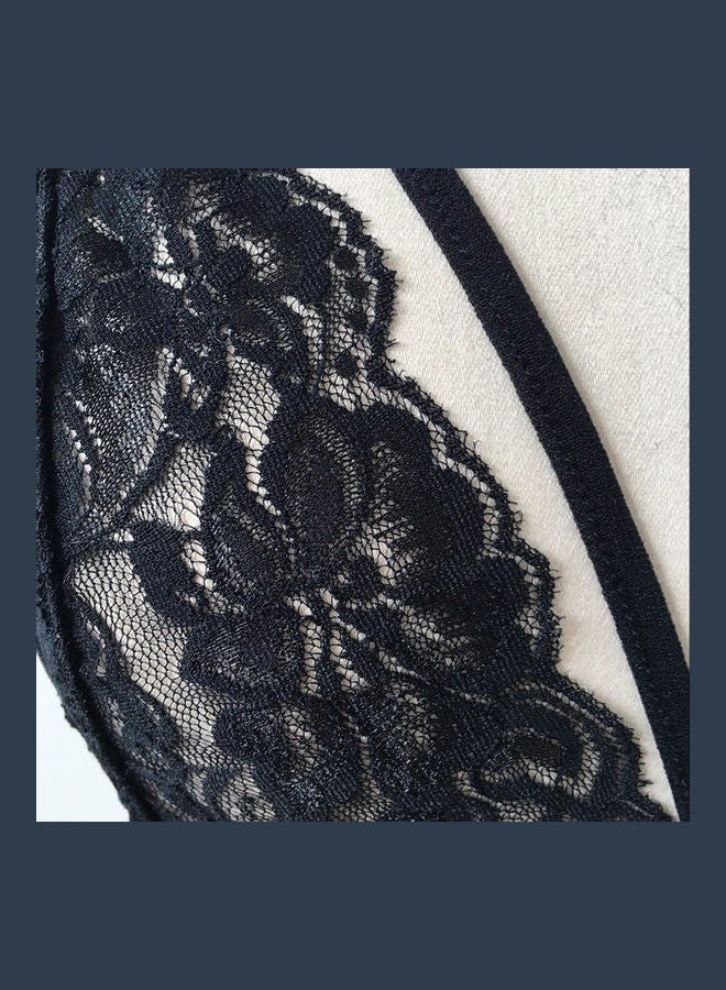 Lace Flower Bandage Hollow Bra Black  - Image 5