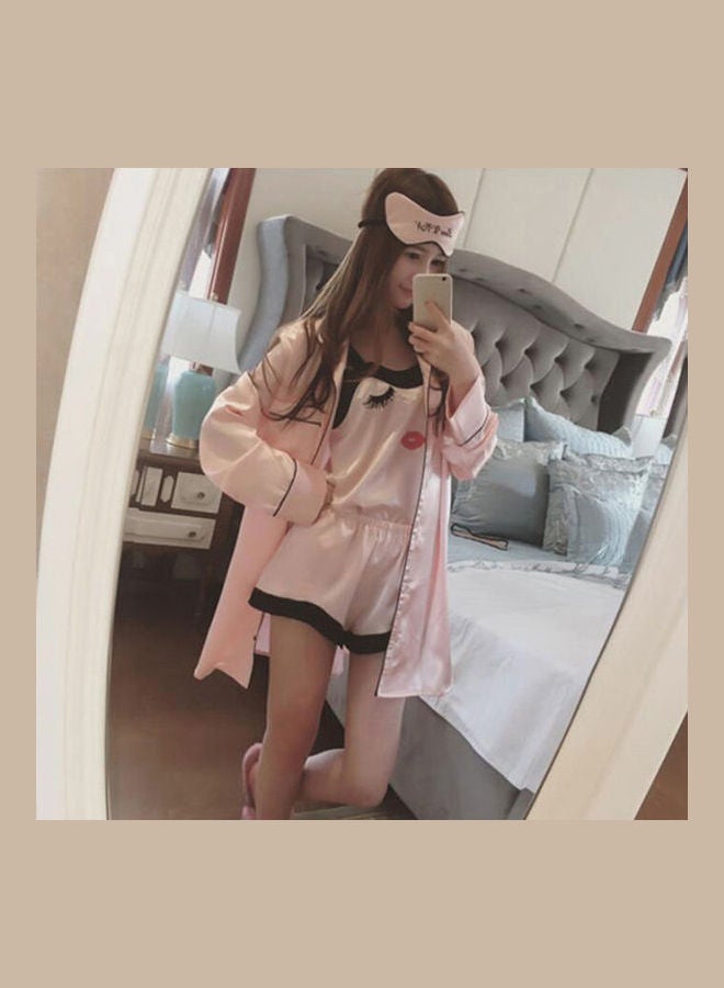 4 Piece Sleepwear Clothing Set Pink/Black - Image 3