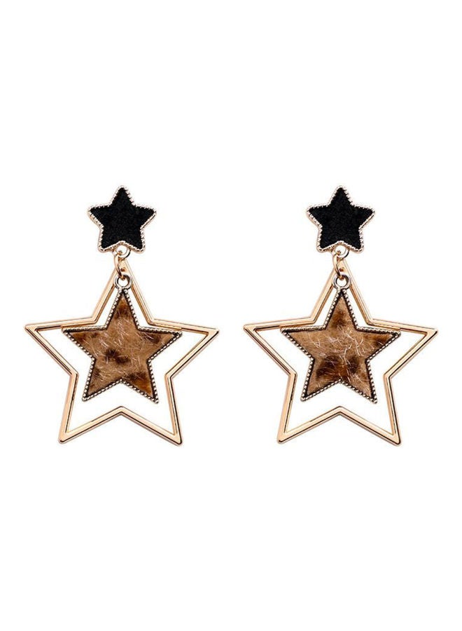 J.J Hand made - 925 Sterling Silver Leopard Star Five-Pointed Star Earrings - Image 1