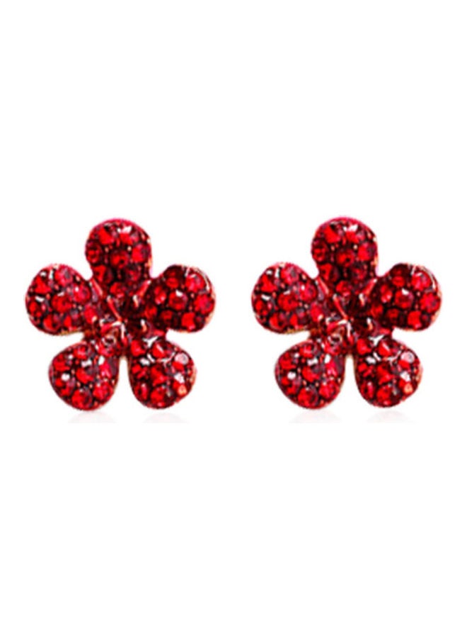 J.J Hand made 925 Sterling Silver Flowers And Rhinestones Earrings - Image 1