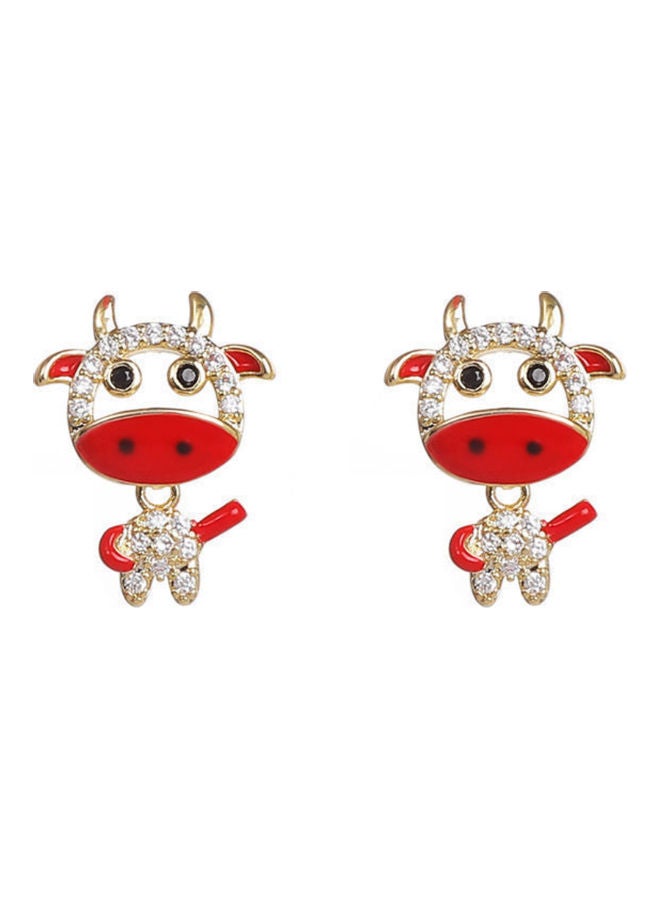 J.J Hand made 925 Sterling Silver Zodiac Cow Cute Cartoon Calf Design Earrings - Image 1