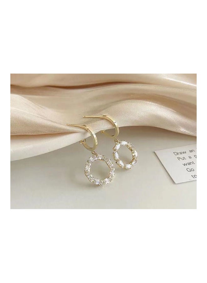 J.J Hand made 925 Sterling Silver Korean Temperament Full Rhinestone Zircon Earrings - Image 2