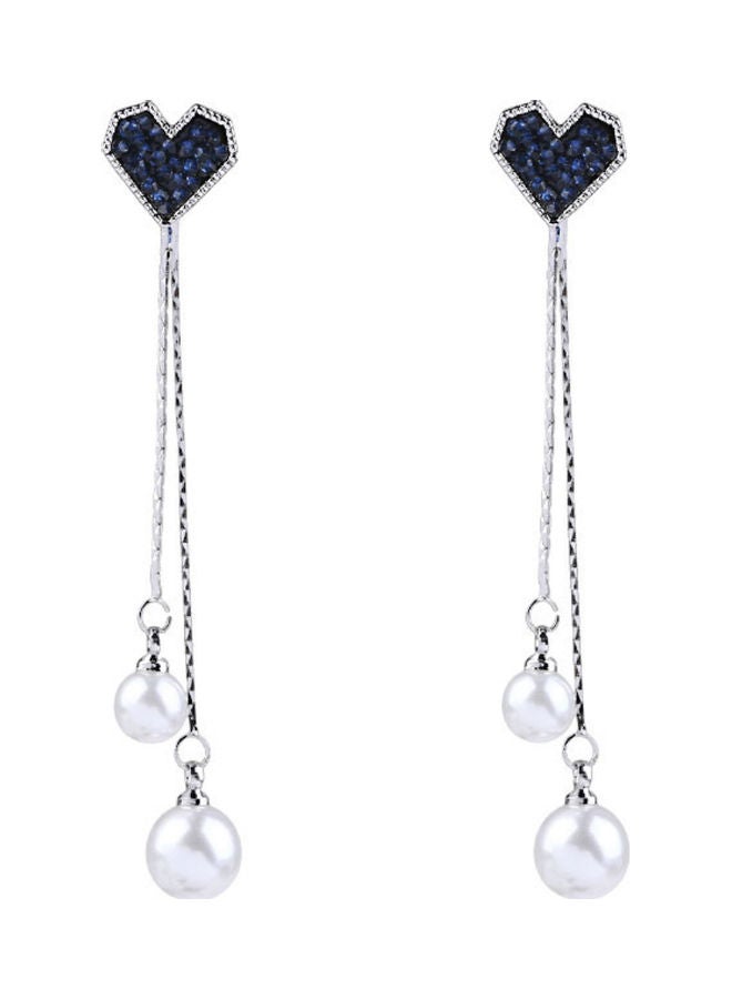 J.J Hand made 925 Sterling Silver Love Pearl Tassel Earrings - Image 1