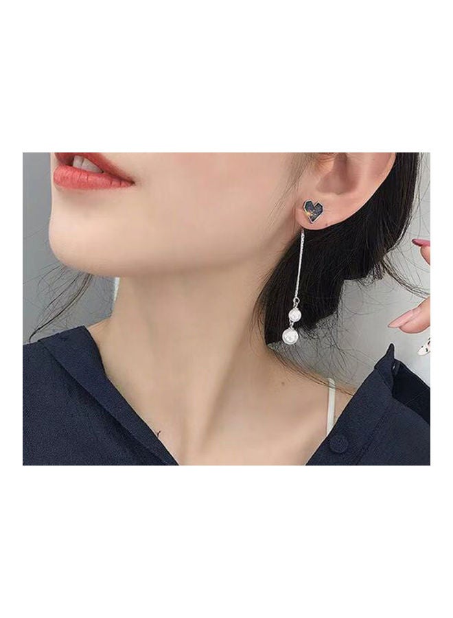 J.J Hand made 925 Sterling Silver Love Pearl Tassel Earrings - Image 5