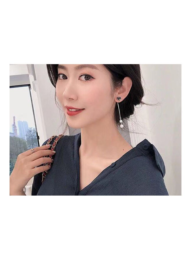 J.J Hand made 925 Sterling Silver Love Pearl Tassel Earrings - Image 4