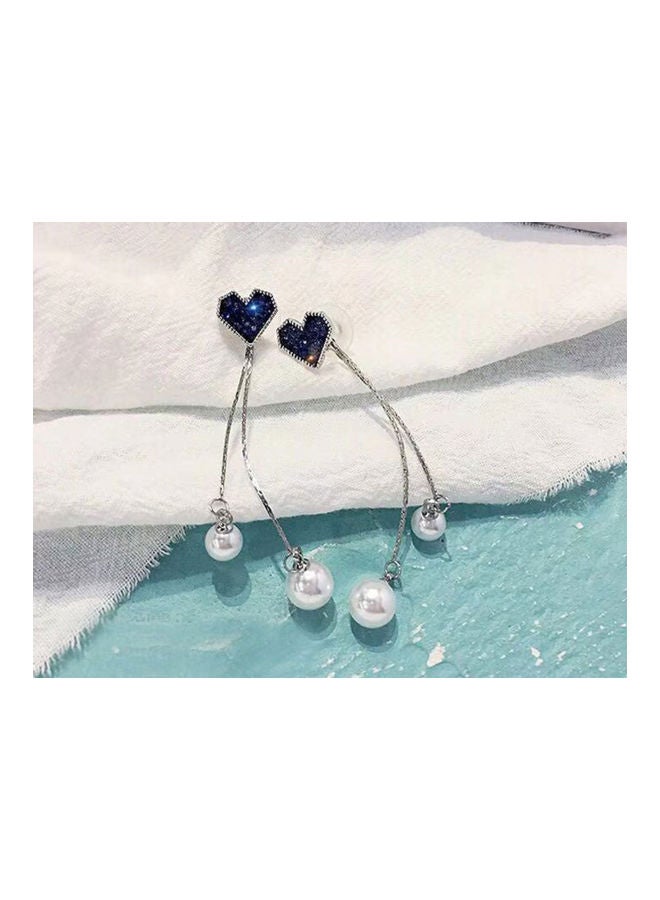 J.J Hand made 925 Sterling Silver Love Pearl Tassel Earrings - Image 3