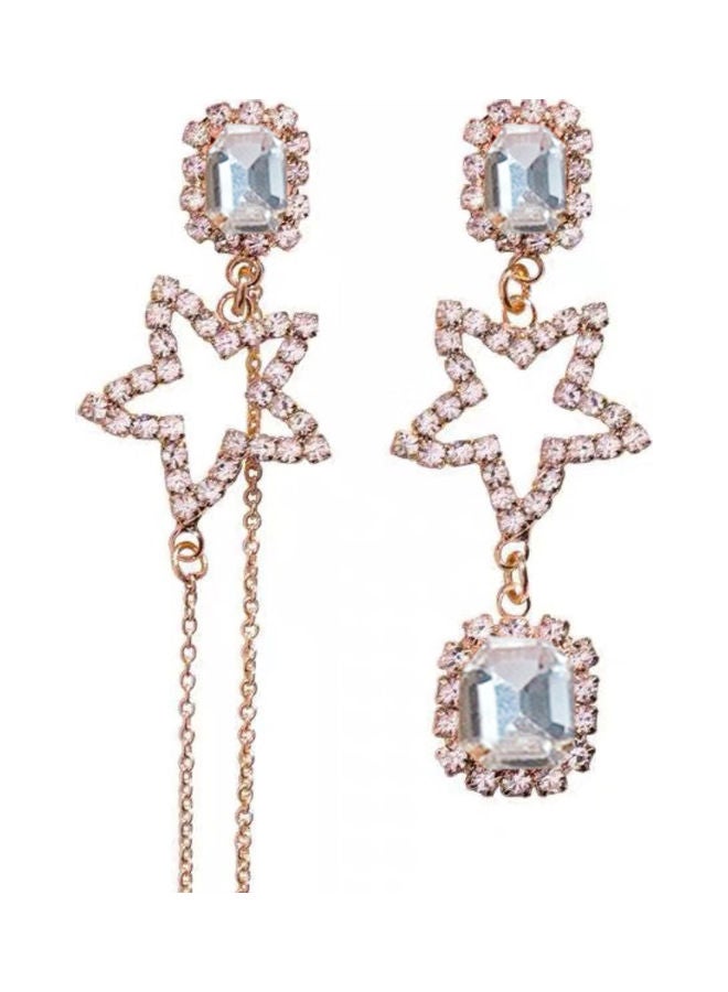 جاي.جاي هاند ميد أقراط طويلة من الفضة عيار 925 على شكل نجمة خماسية مزينة بشرابة . - Image 1