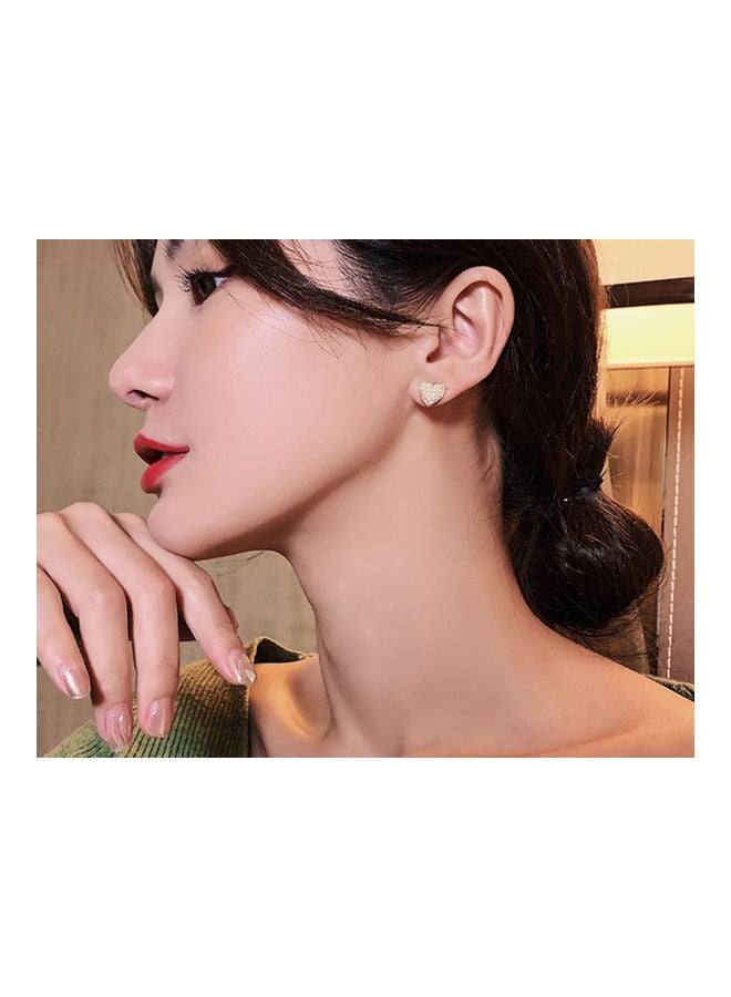 J.J Hand made 925 Sterling Silver Asymmetrical Pearl Love Stud Earrings - Image 5