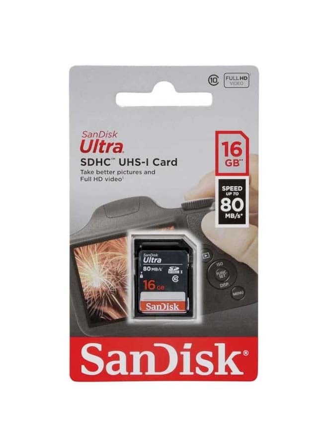 سانديسك بطاقة ذاكرة SDHC ألترا بسرعة 80 ميجابايت في الثانية 16 GB 