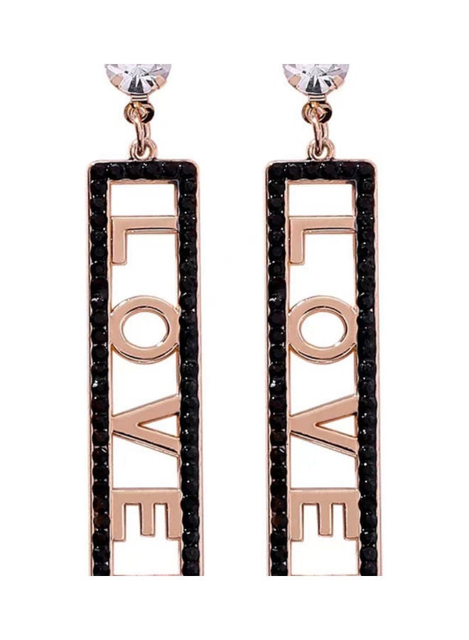 J.J Hand made 925 Sterling Silver Letter Love Fashion Diamond Earrings - Image 1