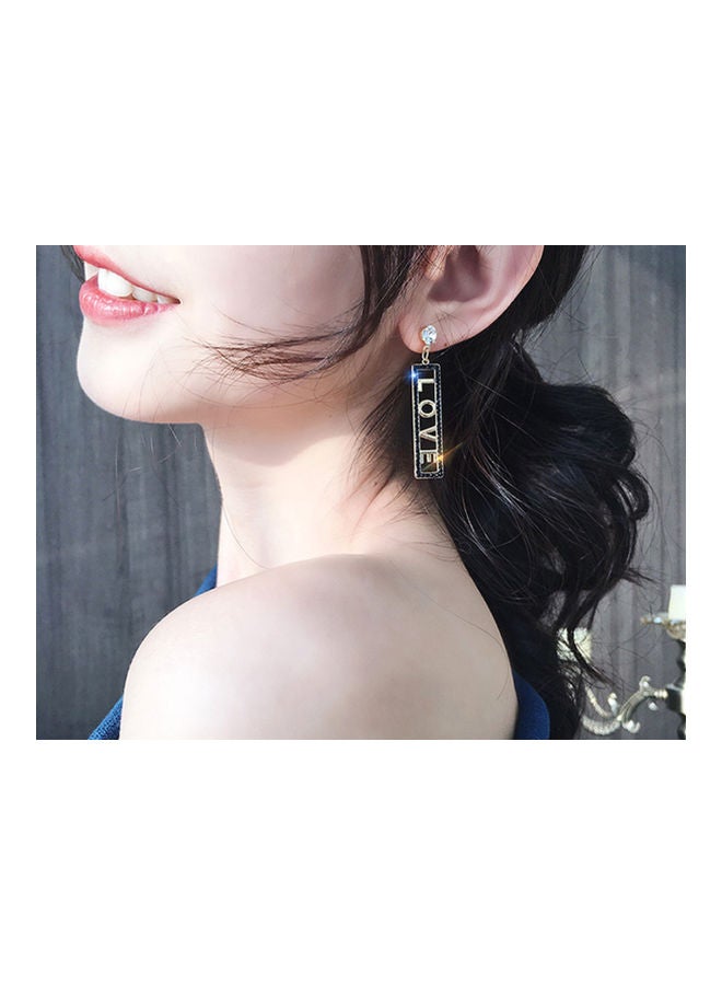 J.J Hand made 925 Sterling Silver Letter Love Fashion Diamond Earrings - Image 2