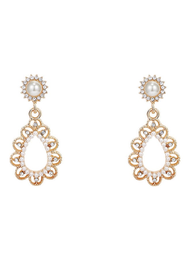 J.J Hand made 925 Sterling Silver Geometric Water Drop Pearl Long Earrings - Image 1