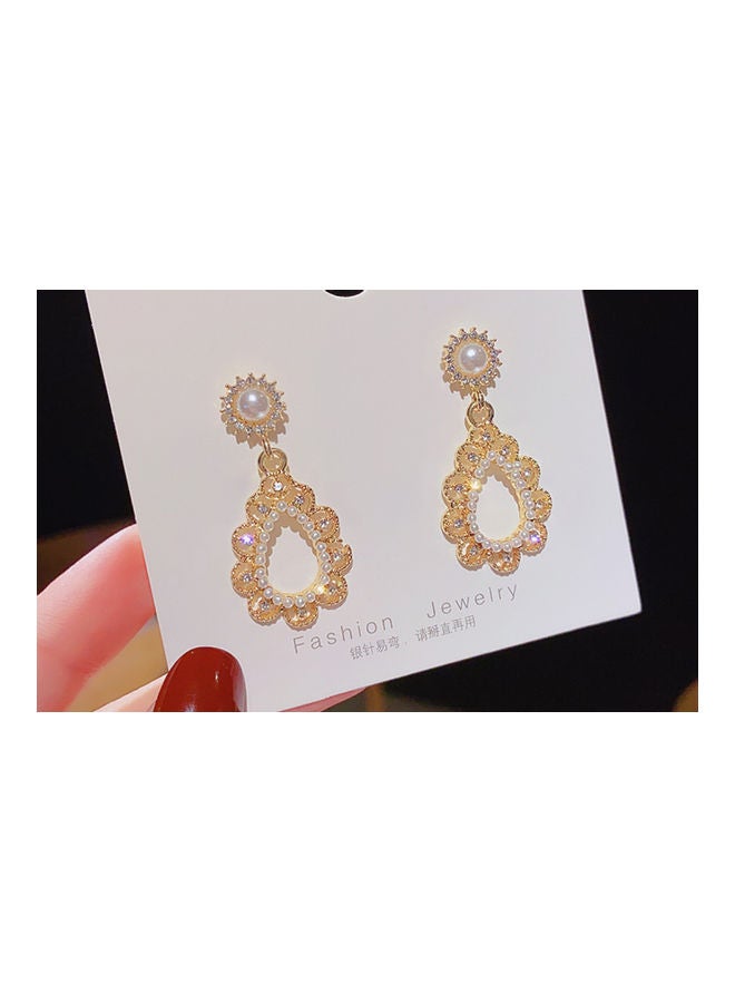 J.J Hand made 925 Sterling Silver Geometric Water Drop Pearl Long Earrings - Image 3