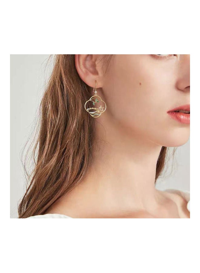 J.J Hand made 925 Sterling Silver Chinese Style Hollow Landscape Shape Earrings - Image 4