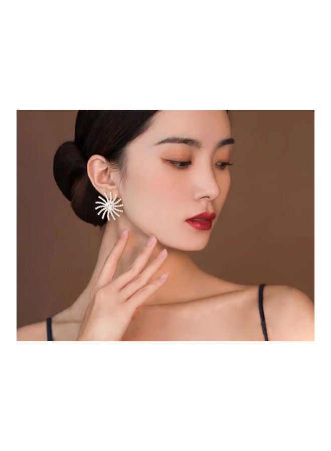 J.J Hand made 925 Sterling Silver Rhinestone Sun Flower Earrings - Image 4