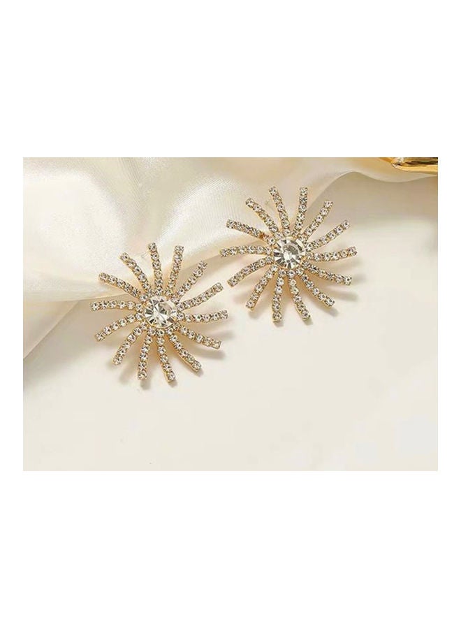 J.J Hand made 925 Sterling Silver Rhinestone Sun Flower Earrings - Image 2