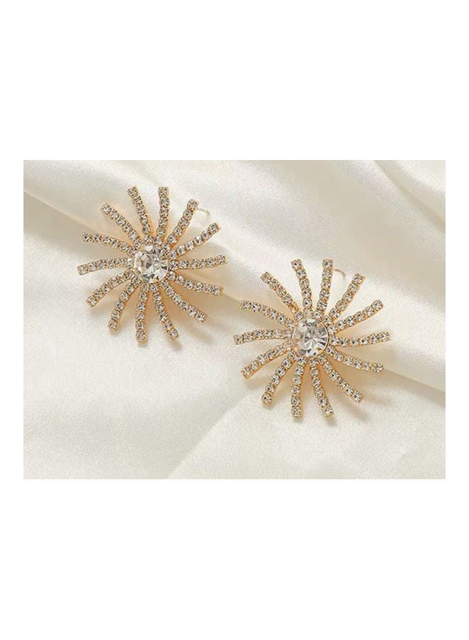 J.J Hand made 925 Sterling Silver Rhinestone Sun Flower Earrings - Image 3
