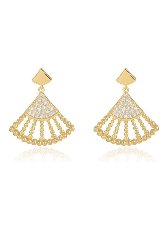 J.J Hand made 925 Sterling Silver Fan-Shaped Rhinestones Earrings - Image 1