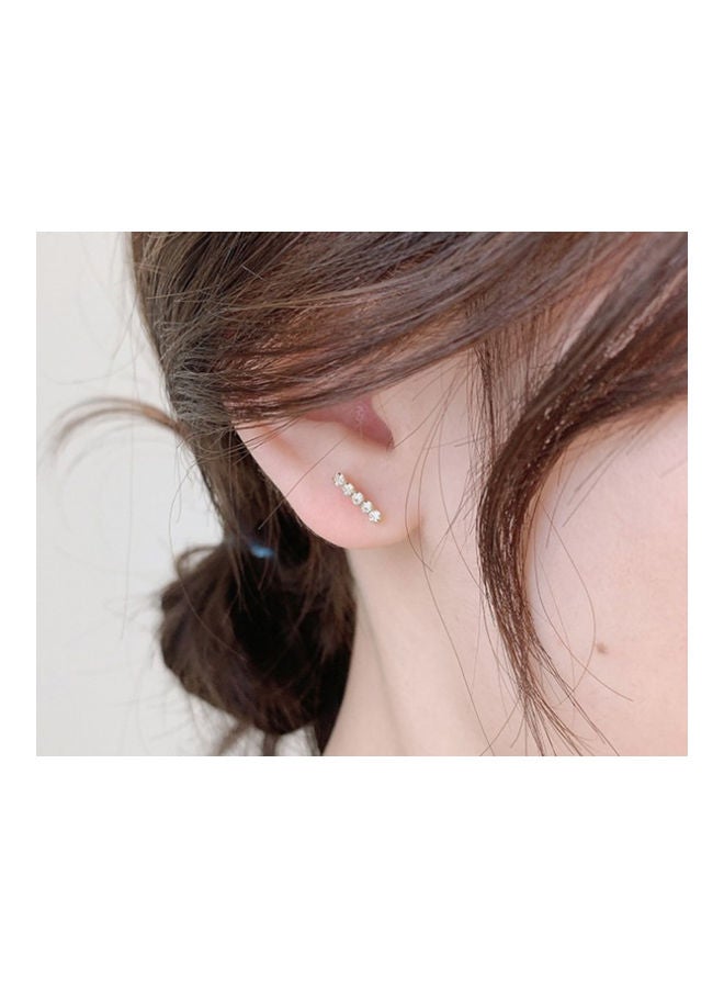 جاي.جاي هاند ميد أقراط من الفضة الإسترليني عيار 925 مرصعة باللؤلؤ على شكل مثلث طويل - Image 4