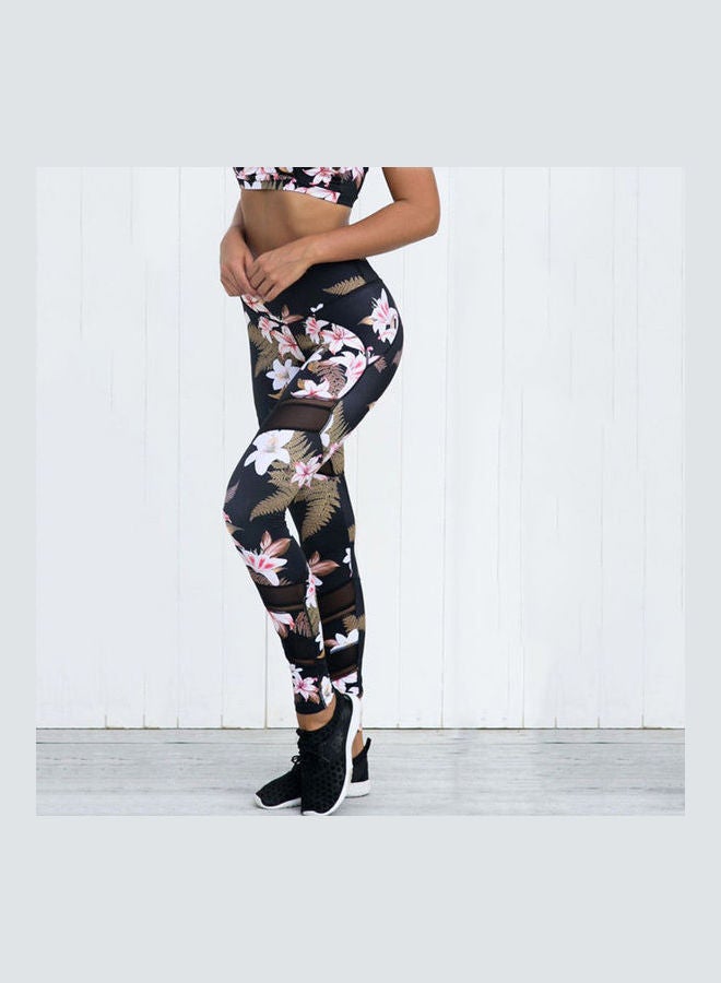 Generic All-Over Flower Printed Sport Leggings Multicolour  - Image 3