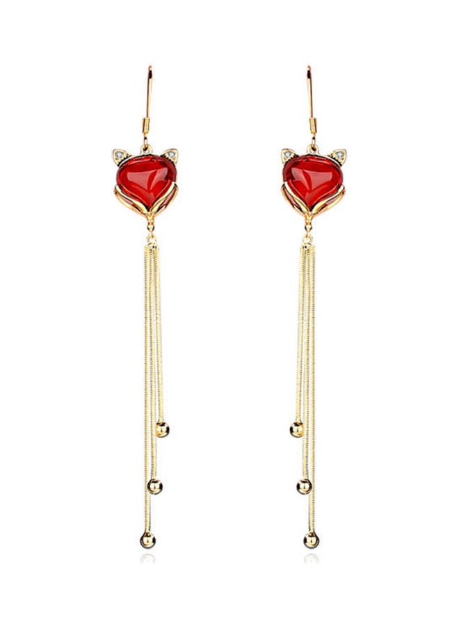 J.J Hand made 925 Sterling Silver Lucky Fox Long Tassel Earrings - Image 1