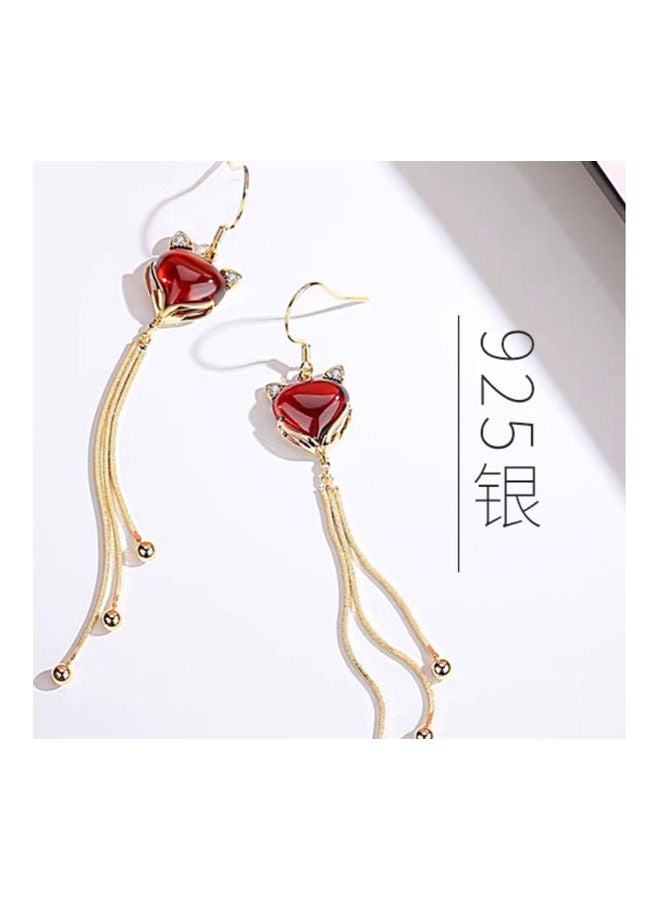 J.J Hand made 925 Sterling Silver Lucky Fox Long Tassel Earrings - Image 2