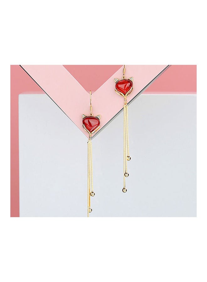 J.J Hand made 925 Sterling Silver Lucky Fox Long Tassel Earrings - Image 3