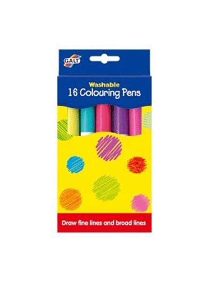 16 Colouring Pens Washable (Arts & Crafts Drawing & Painting Office & School Supplies) 19x2.6x10cm - v1622723122/N47695923A_1