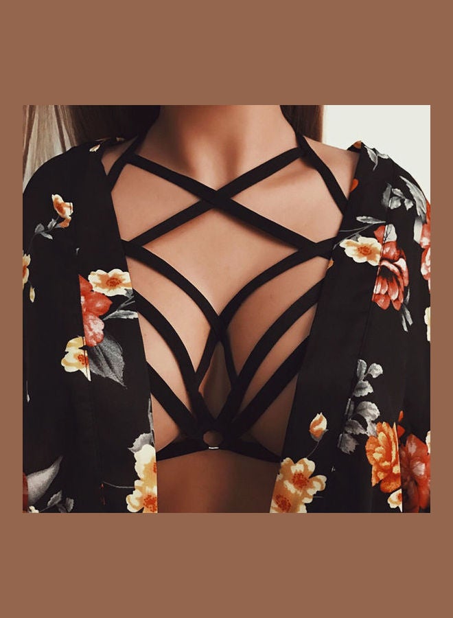 Hollow Out Bandage Strappy Cage Bra Black - Image 5