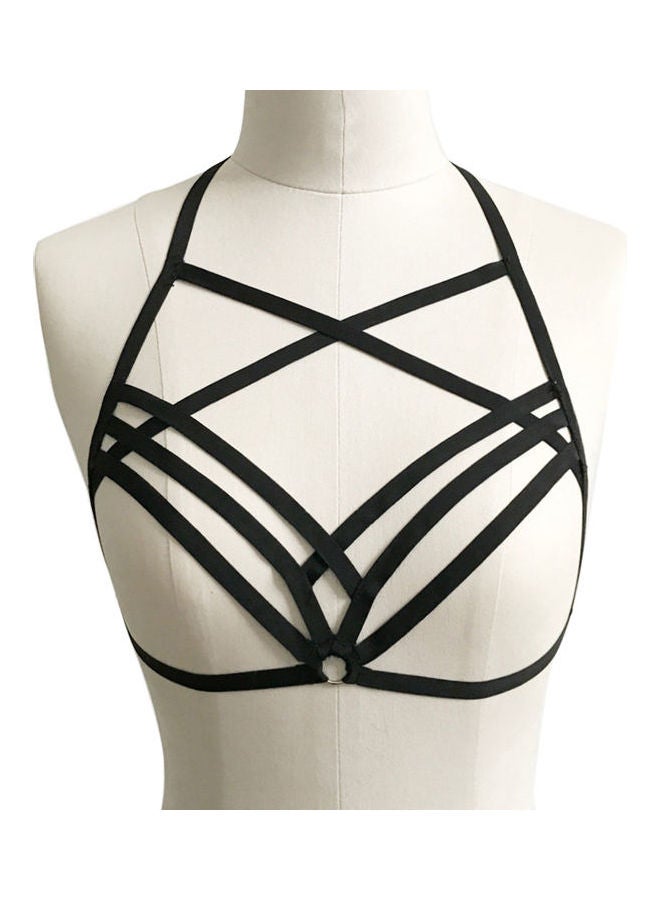 Hollow Out Bandage Strappy Cage Bra Black - Image 1