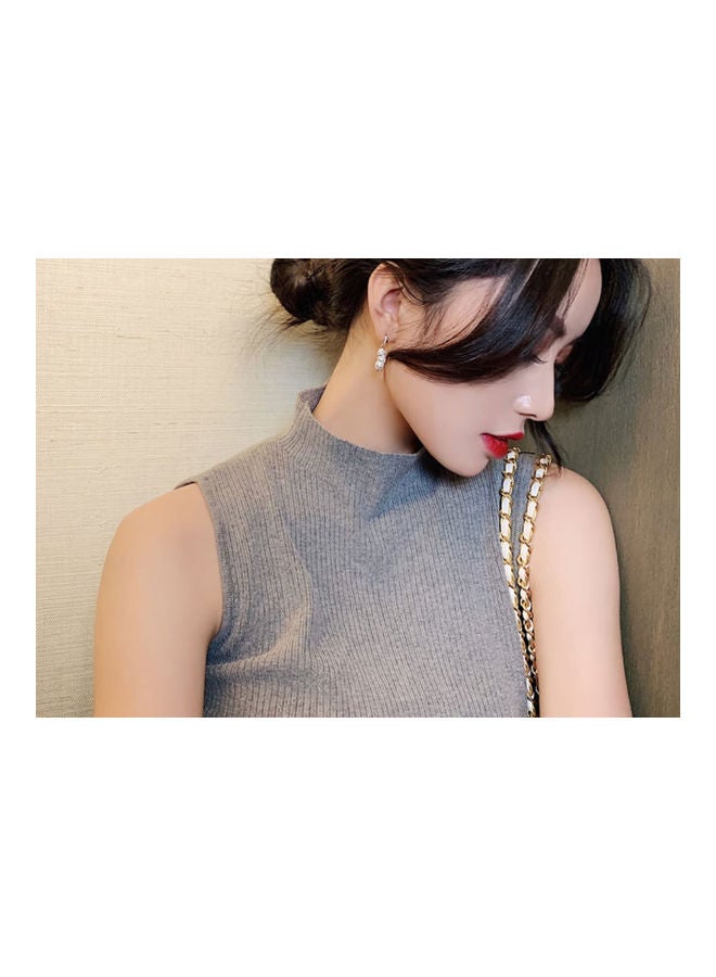 J.J Hand made Peanut Shape Earrings With Rhinestones And Pearls - Image 4