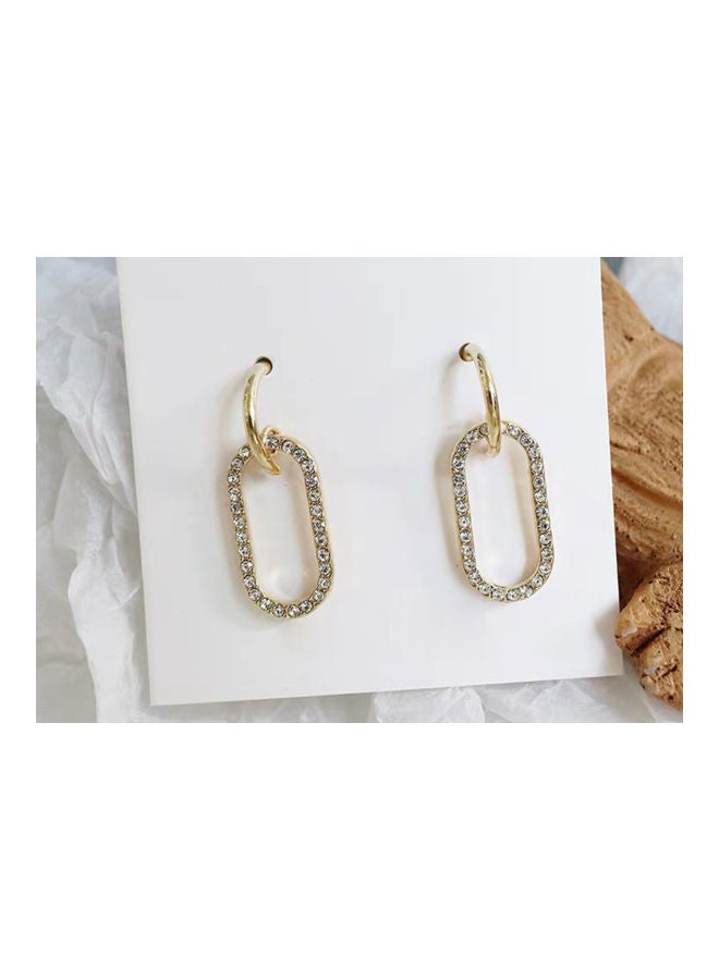 J.J Hand made 925 Sterling Silver Rhinestone Oval Stud Earrings - Image 2