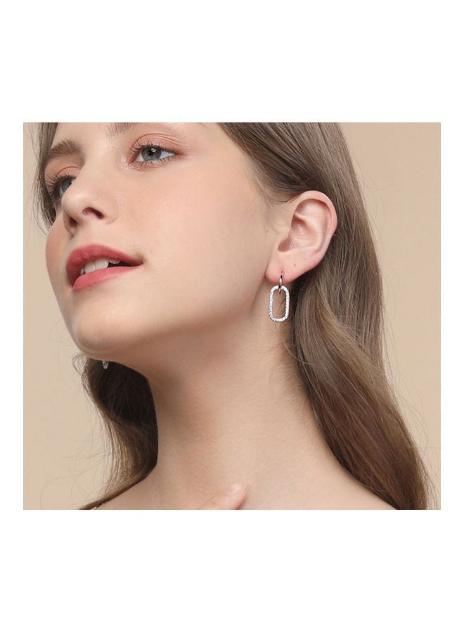 J.J Hand made 925 Sterling Silver Rhinestone Oval Stud Earrings - Image 3