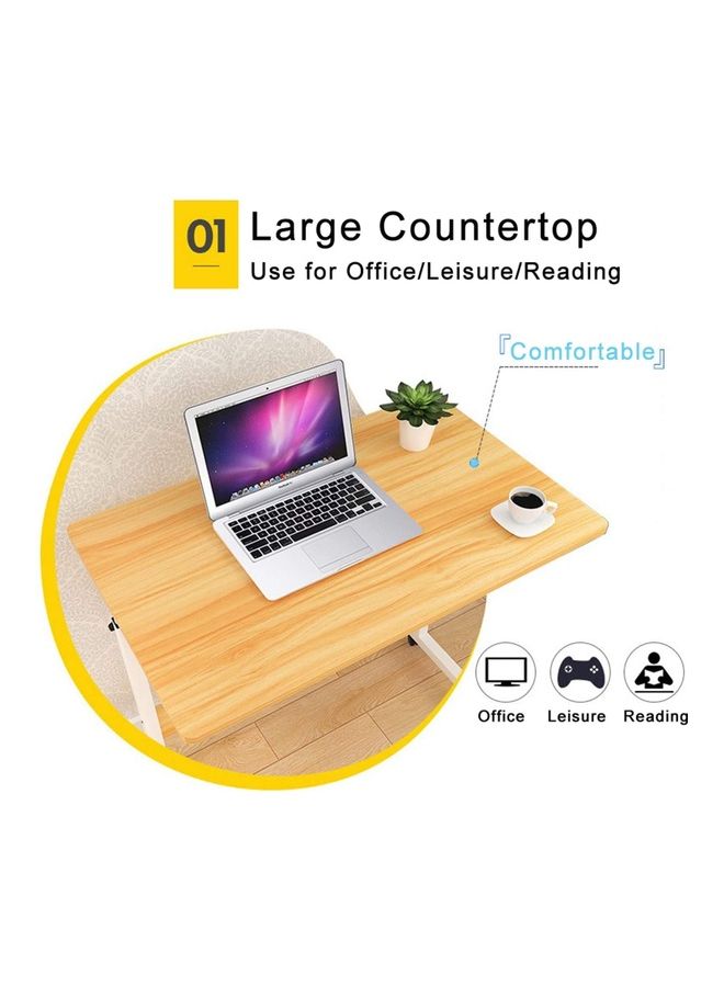 Generic Height Adjustable Laptop Desk White Maple 60x40x90cm  - Image 2
