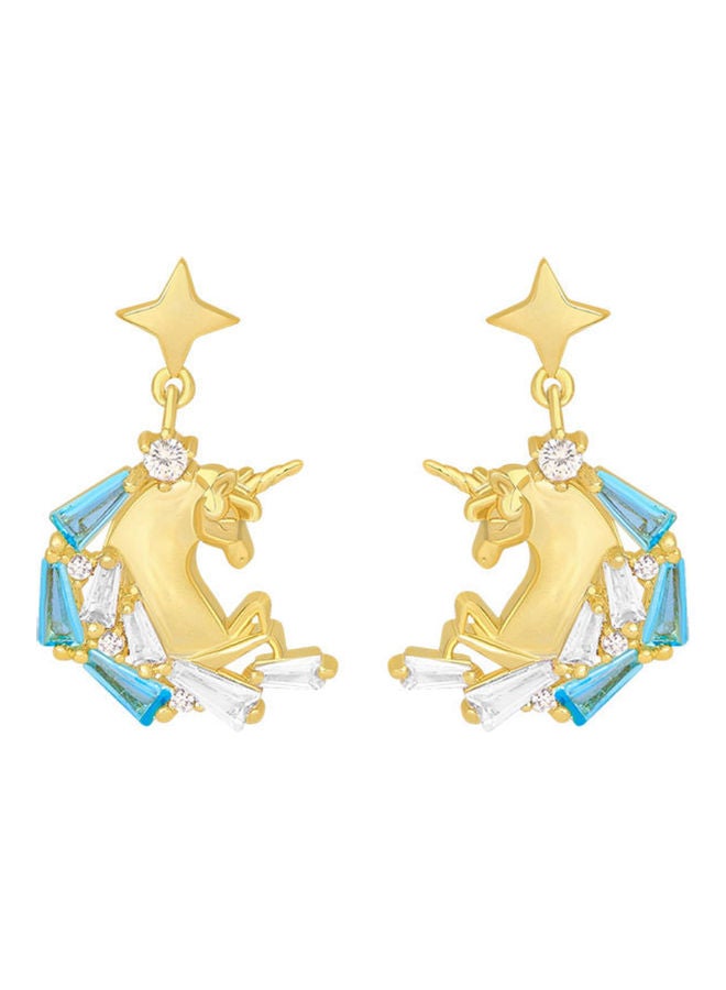 J.J Hand made 925 Sterling Silver Rhinestone Fashion Pony Pendant Earrings - Image 1