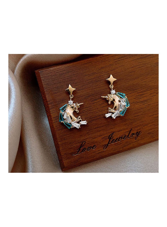 J.J Hand made 925 Sterling Silver Rhinestone Fashion Pony Pendant Earrings - Image 2