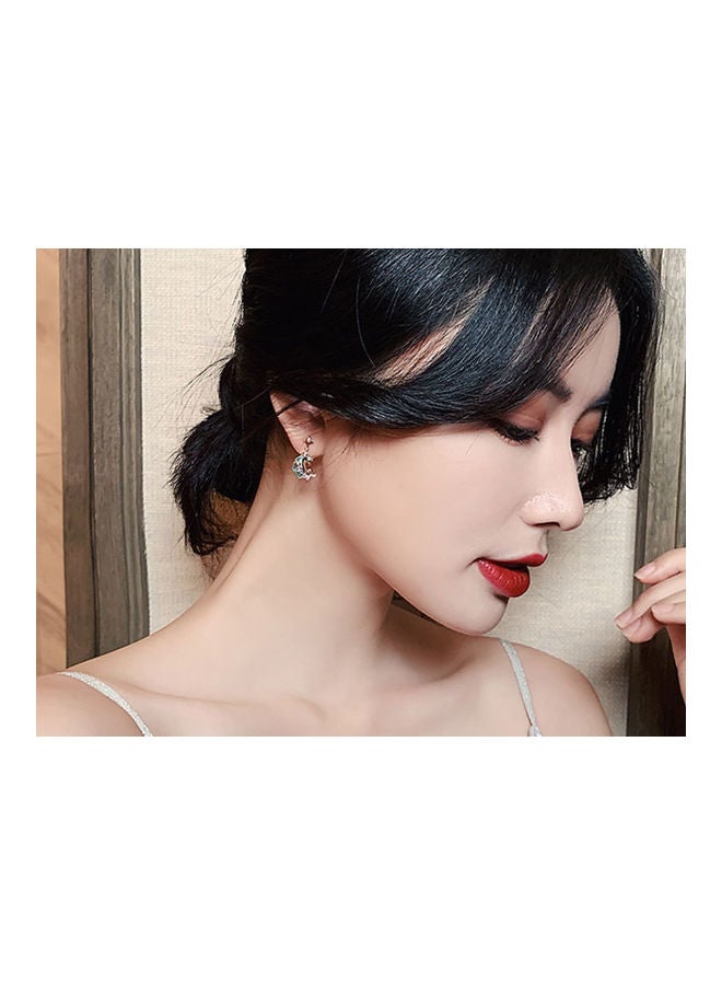 J.J Hand made 925 Sterling Silver Rhinestone Fashion Pony Pendant Earrings - Image 4