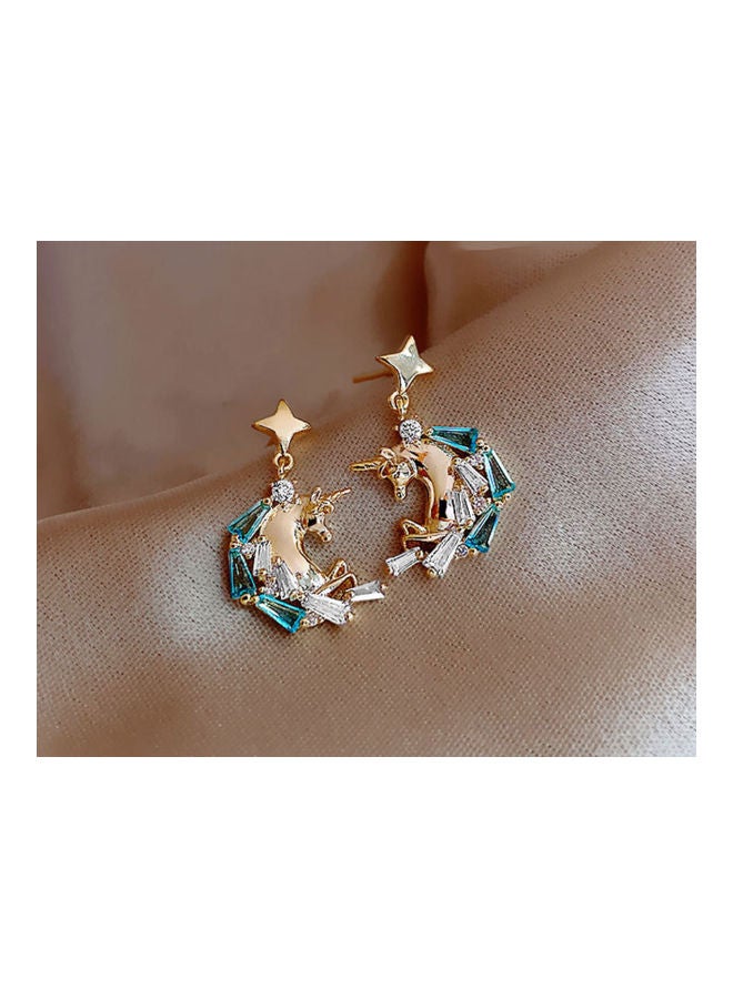 J.J Hand made 925 Sterling Silver Rhinestone Fashion Pony Pendant Earrings - Image 3